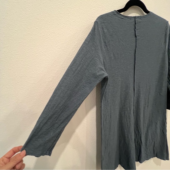 Cut Loose M Long Sleeve A-Line Blue Tunic Cotton Linen Blend Lagenlook Bohemian - Picture 7 of 9